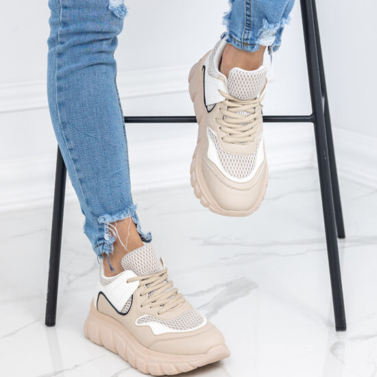 Alternative view of Дамски модерни бежови сникърси Belly  10566