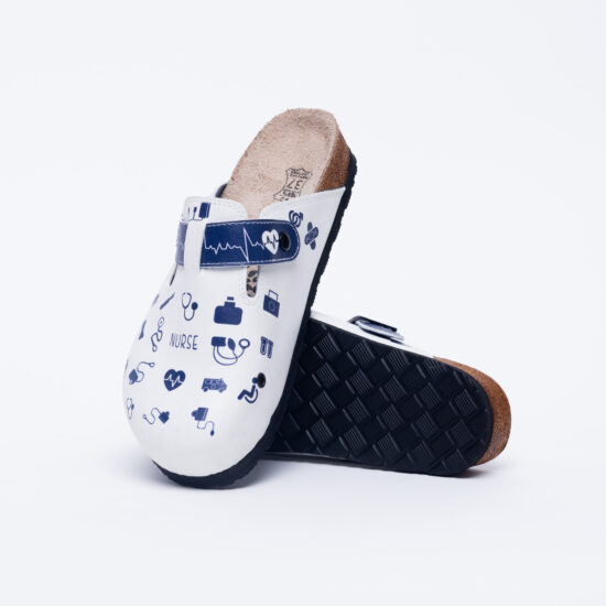 Nurse Ортопедични медицински чехли със стелка от естествена кожа /