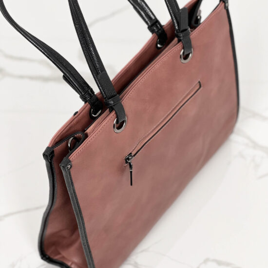 Голяма розова дамска чанта от еко кожа Braids 20073 /