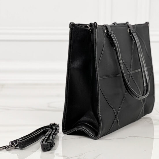 Голяма черна дамска чанта от еко кожа Braids 20075 /