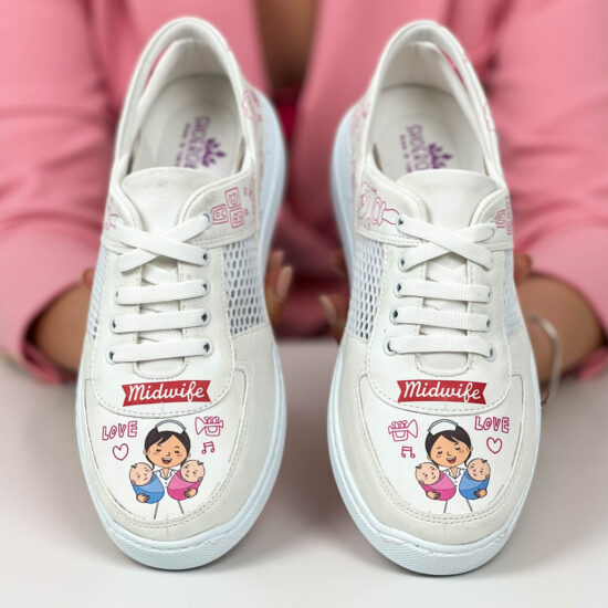 Alternative view of Медицински маратонки Pink Midwife в бяло с отворена пета 600019