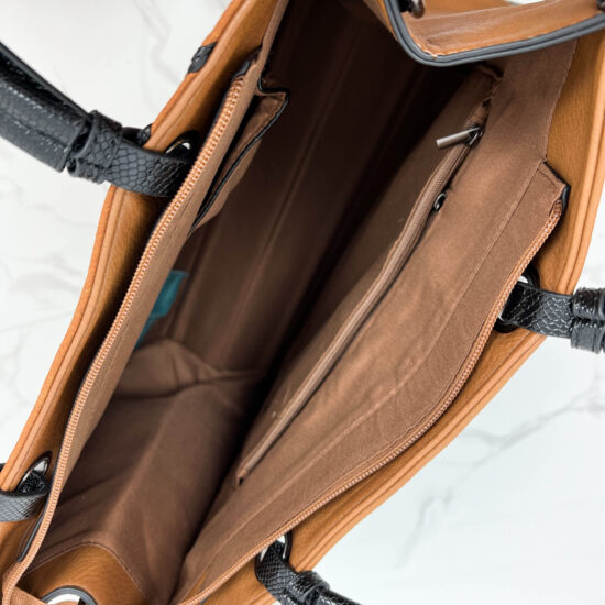 Alternative view of Голяма кафява дамска чанта от еко кожа Braids 20074