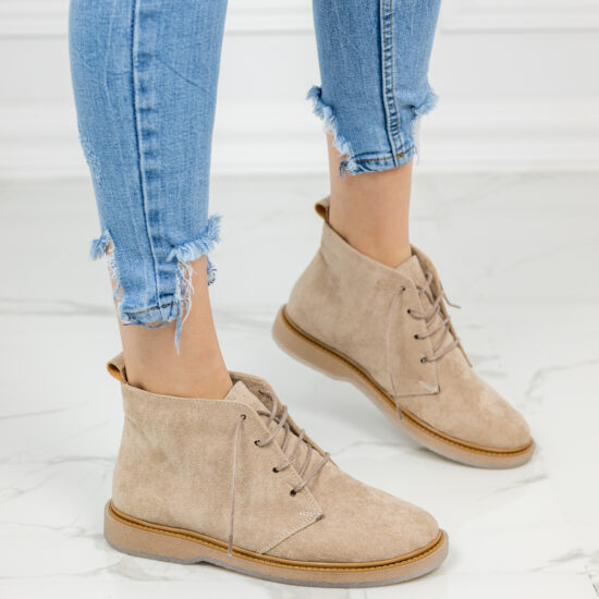 Alternative view of Дамски велурени ниски бежови кларкове Clarisa 10605