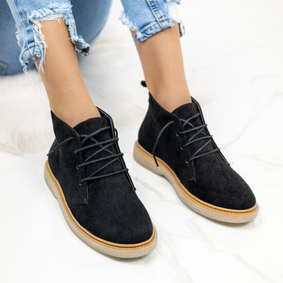 Alternative view of Дамски велурени ниски черни кларкове Clarisa 10609