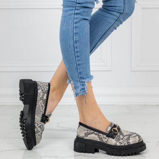 Alternative view of Дамски мокасини от естествена кожа със змийски принт Snake 10646