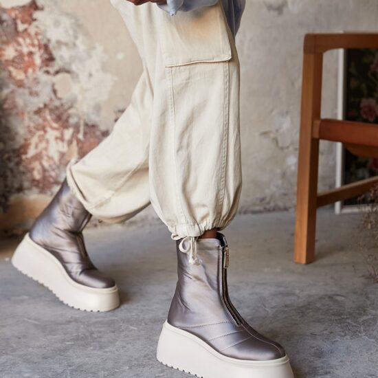 Дамски сиви апрески с цип Elly 10662 /