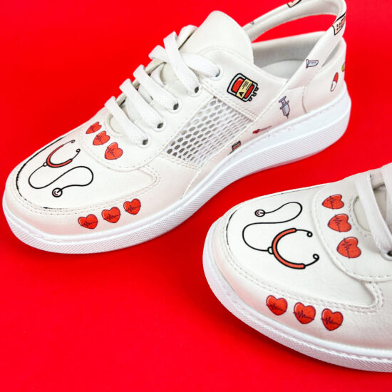 Alternative view of Медицински маратонки Red Hearts в бяло с отворена пета 600026