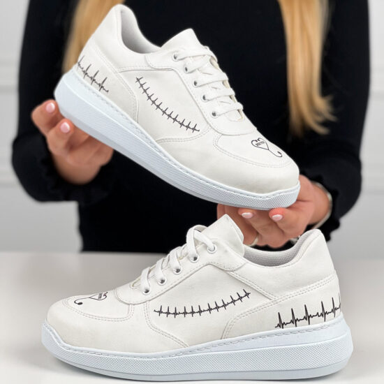 Медицински маратонки Wound в бяло с принт 600028 /