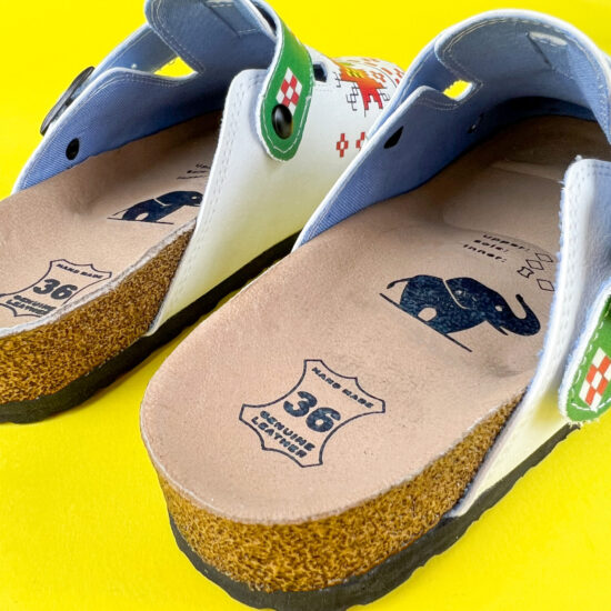 Ортопедично сабо със стелка от естествена кожа и цветен прин /