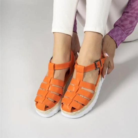 Alternative view of Дамски оранжеви олекотени сандали със затворени пръсти