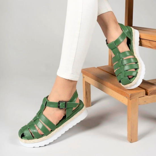 Marco Дамски зелени олекотени сандали със затворени пръсти /