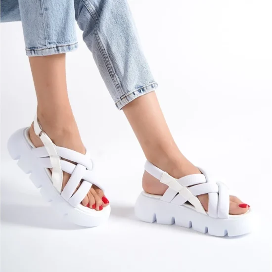 Pappi Дамски бели ежедневни сандали на платформа /