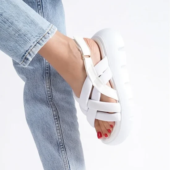 Pappi Дамски бели ежедневни сандали на платформа /