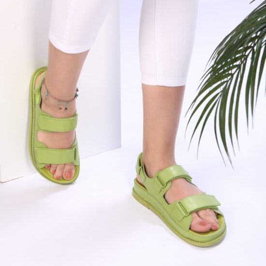 Emilio Светлозелени спортни дамски сандали с регулируеми каишки /