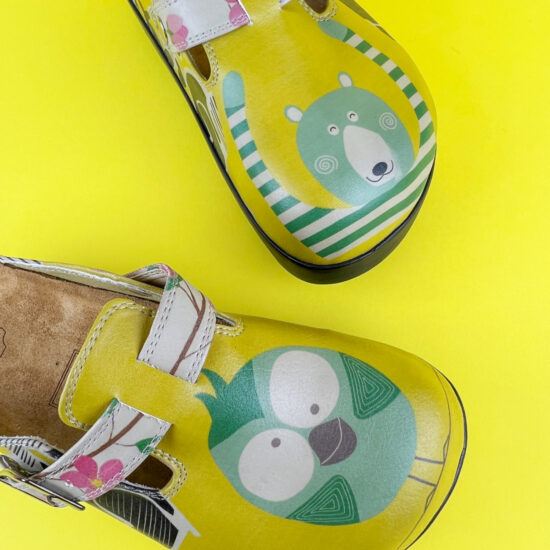 Alternative view of Ортопедични цветни чехли на платформа със стелка от естествена кожа 500001