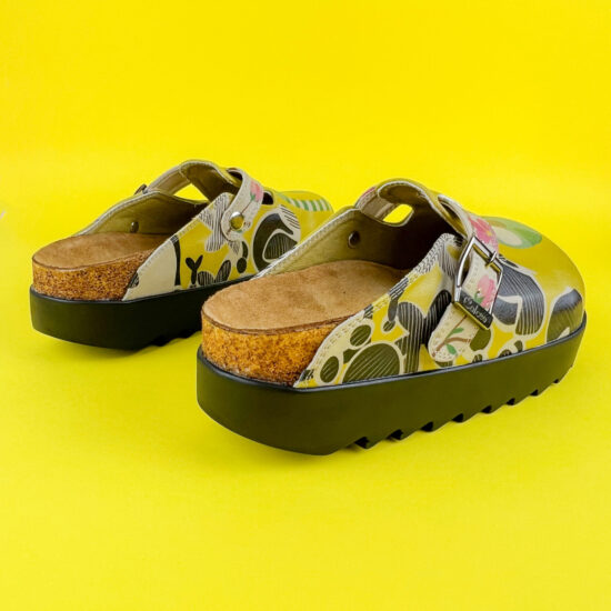 Ортопедични цветни чехли на платформа със стелка от естествена кожа 500001 /