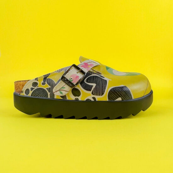 Ортопедични цветни чехли на платформа със стелка от естествена кожа 500001 /