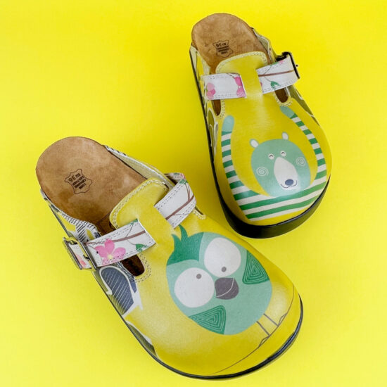 Ортопедични цветни чехли на платформа със стелка от естествена кожа 500001 /