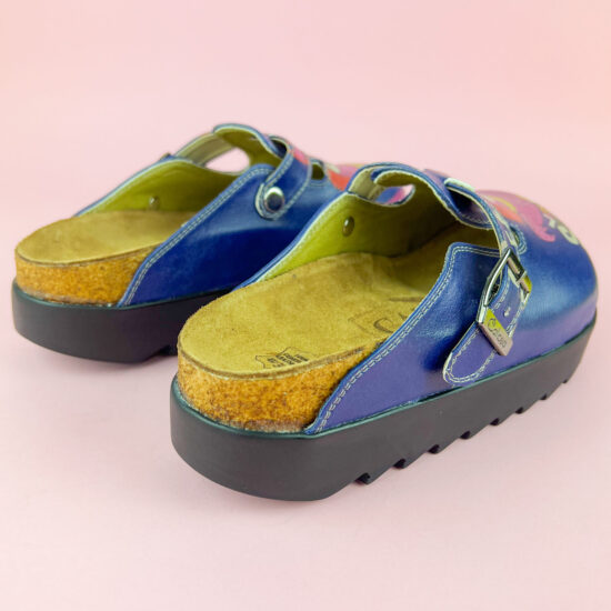 Ортопедични цветни чехли на платформа със стелка от естествена кожа 500002 /