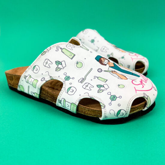 Летни ортопедични чехли със стелка от естествена кожа /