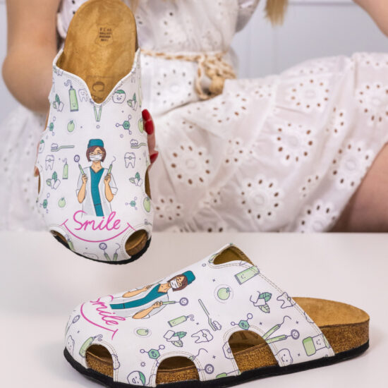 Летни ортопедични чехли със стелка от естествена кожа /