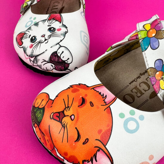 Ортопедични чехли Cute Cats със стелка от естествена кожа 700070 /