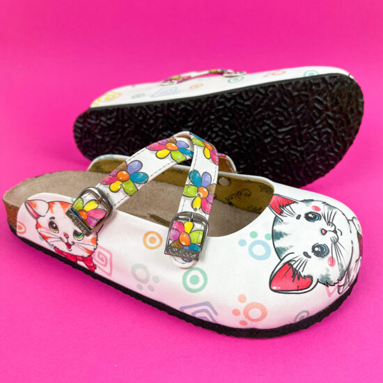 Ортопедични чехли Cute Cats със стелка от естествена кожа 700070 /