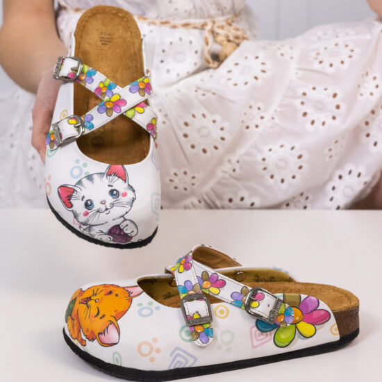 Ортопедични чехли Cute Cats със стелка от естествена кожа 700070 /