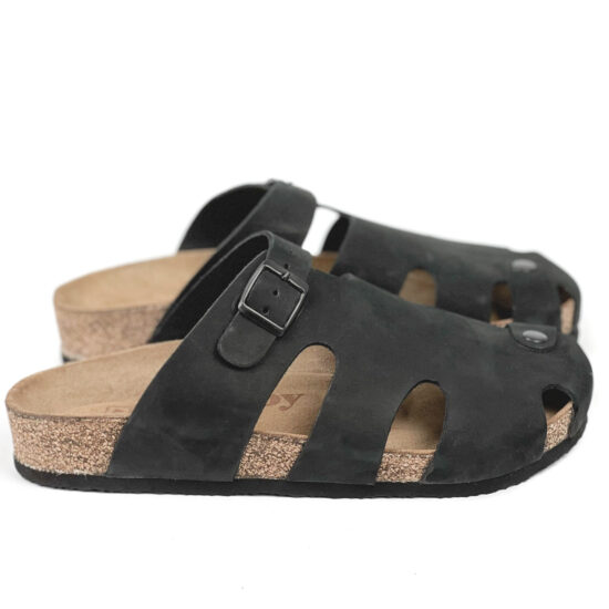 Мъжки ортопедични чехли от естествена кожа черни /