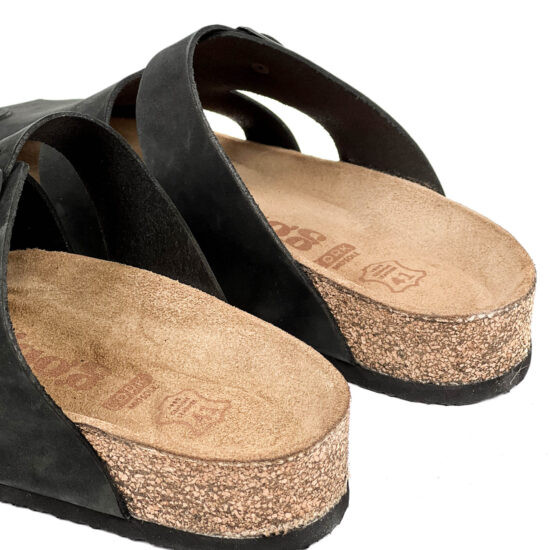 Мъжки ортопедични чехли от естествена кожа черни /