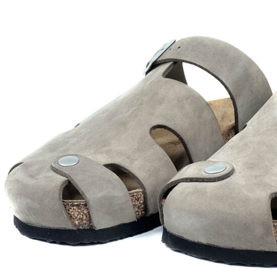 Мъжки ортопедични чехли от естествена кожа бежови /