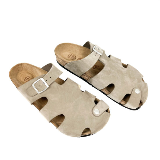 Мъжки ортопедични чехли от естествена кожа бежови /