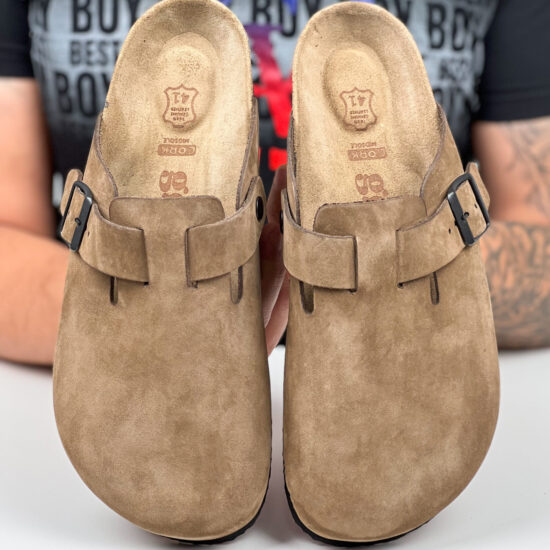 Alternative view of Мъжки ортопедични чехли от естествена кожа кафяви