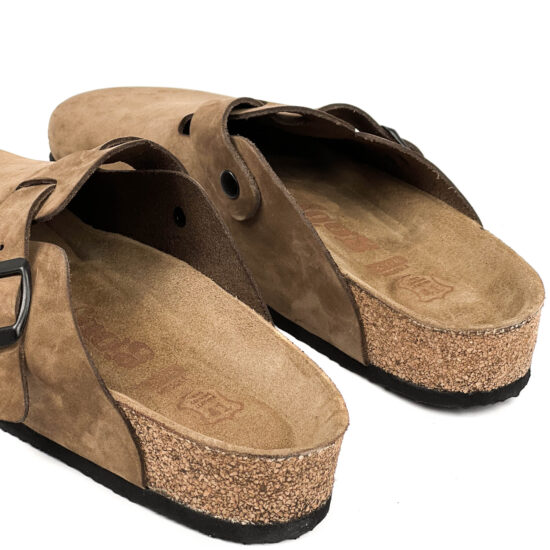 Мъжки ортопедични чехли от естествена кожа кафяви /