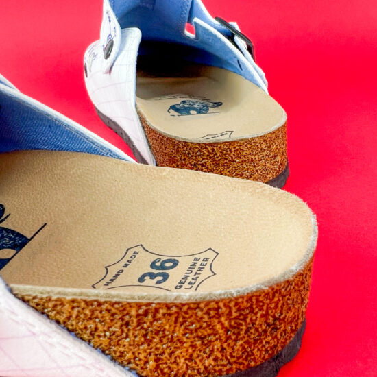 Ортопедично сабо със стелка от естествена кожа и цветен принт /