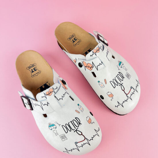 Ортопедично сабо със стелка от естествена кожа за лекари /