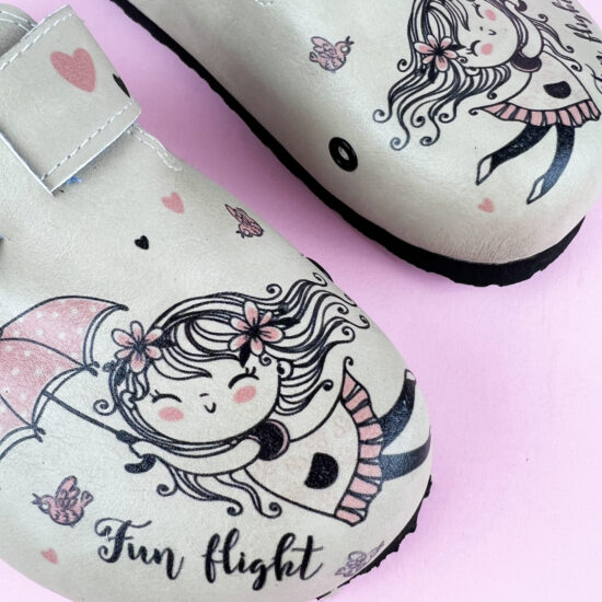 Ортопедични чехли със стелка от естествена кожа и цветен принт /