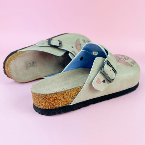 Ортопедични чехли със стелка от естествена кожа и цветен принт /