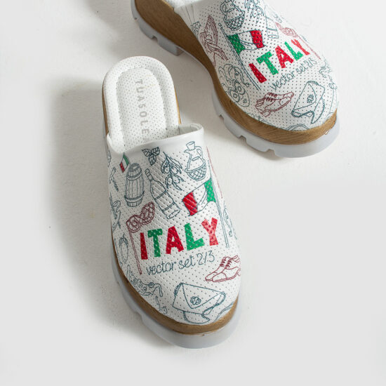 Анатомични чехли на платформа от естествена кожа /