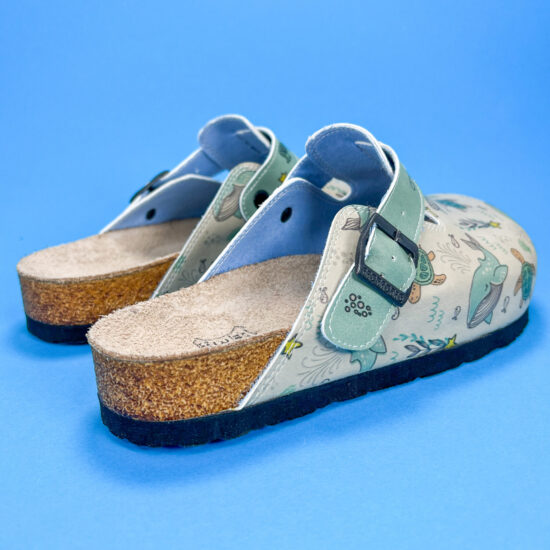 Ортопедични чехли с цветен принт и стелка от естествена кожа /