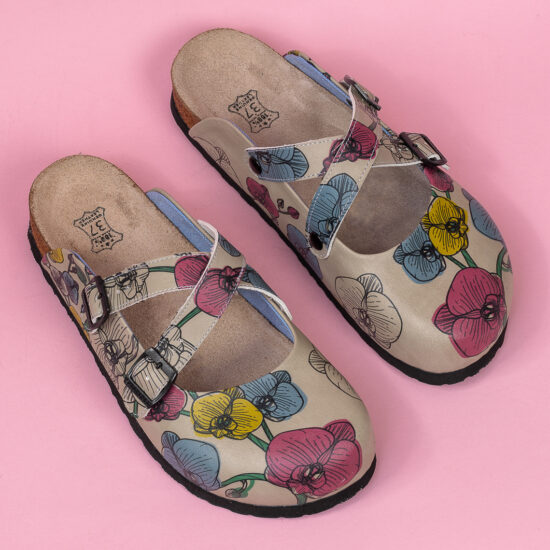 Alternative view of Ортопедични чехли с цветен принт и стелка от естествена кожа