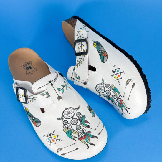 Alternative view of Ортопедично сабо със стелка от естествена кожа и цветен принт  700281