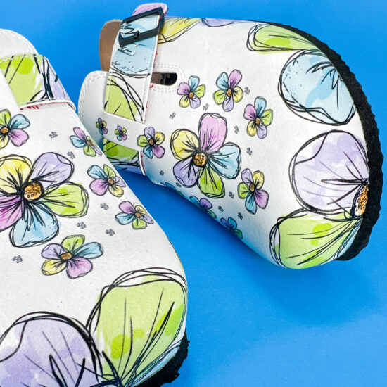 Ортопедично сабо със стелка от естествена кожа и цветен принт 700285 /