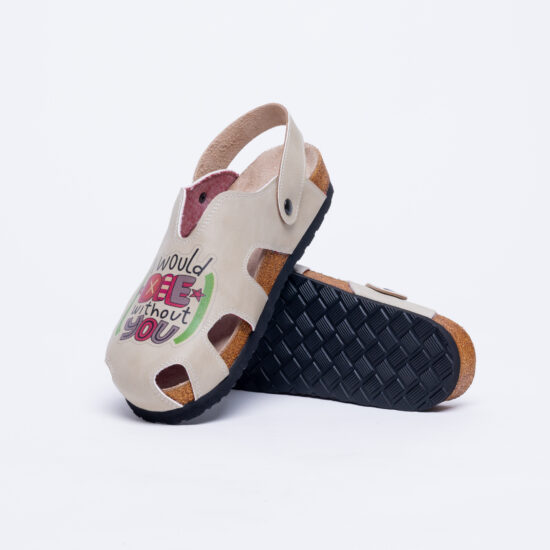 Ортопедични сандали със стелка от естествена кожа и цветен принт /