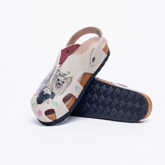 Ортопедични сандали със стелка от естествена кожа и цветен принт /