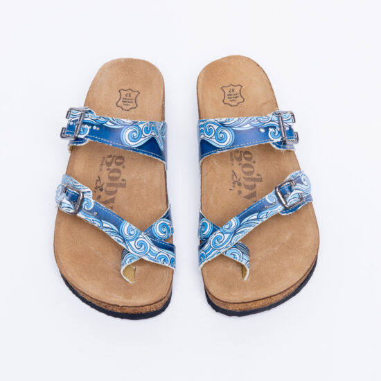 Летни ортопедични чехли със стелка от естествен велур /