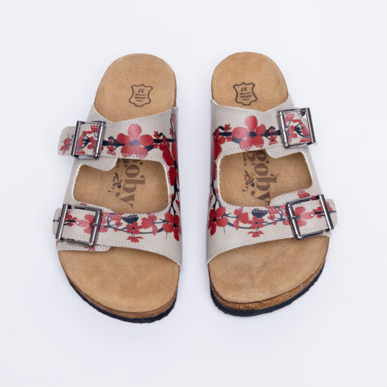 Летни ортопедични чехли със стелка от естествен велур /