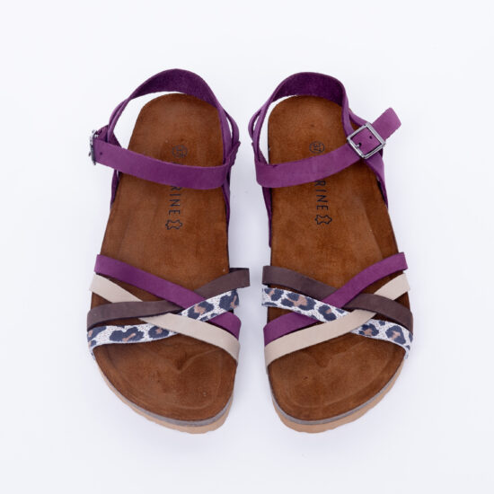Alternative view of Дамски цветни сандали от естетсвена кожа с каишка