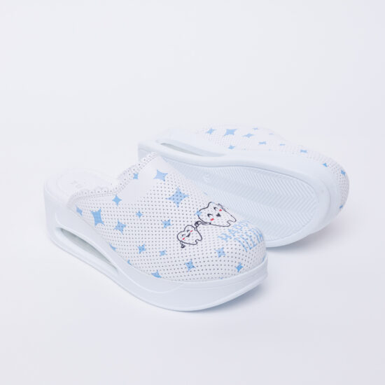 Бяло анатомично сабо от естествена кожа /