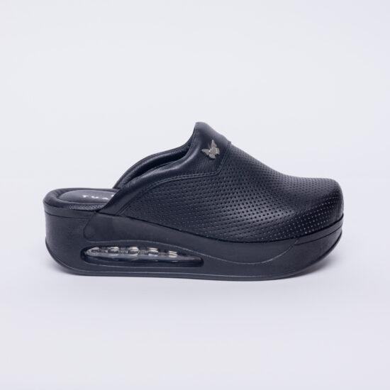 Черно анатомично сабо от естествена кожа /